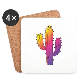 Cactus Arc-en-Ciel - Ambiance Soleil Couchant - Dessous de verre (lot de 4) - blanc - Devant