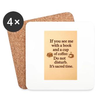 Wenn du mich mit einem Buch und einer Tasse Kaffee siehst. - Untersetzer (4er-Set) - Weiß - Vorne