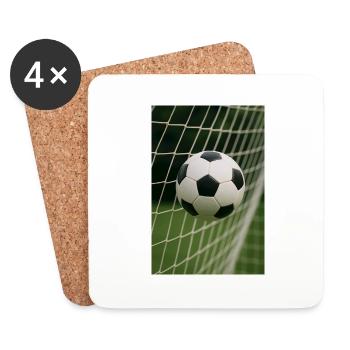 Sport - Football dans les buts - Dessous de verre (lot de 4) - blanc - Devant