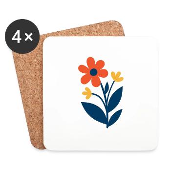 Floral shapes – fresh & colourful - Coasters (set of 4) - white - Front