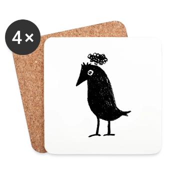 Thoughtful Raven Overthinker Thoughts ADHD Goth - Coasters (set of 4) - white - Front