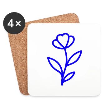 Line Art Flower – Minimalist Floral Motif in e - Coasters (set of 4) - white - Front