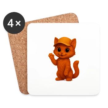 Niedliche Katze mit Cappy - Untersetzer (4er-Set) - Weiß - Vorne