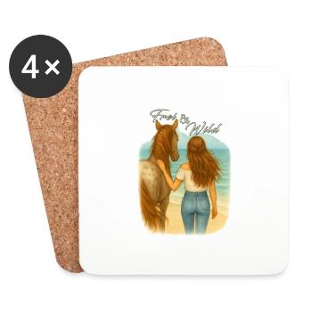 Frei & Wild – Frau mit Pferd am Strand - Untersetzer (4er-Set) - Weiß - Vorne