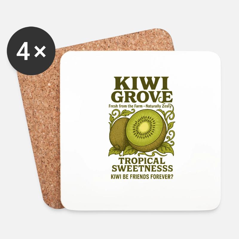Kiwi Retro Vintage Fruit Stand - Untersetzer (4er-Set) - Weiß