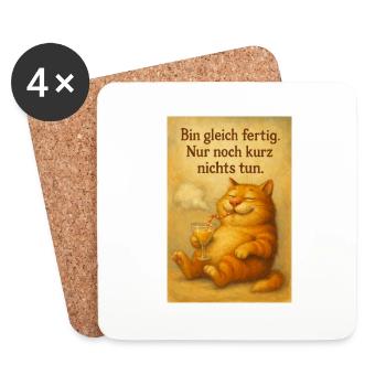 Katze mit Cocktail - Untersetzer (4er-Set) - Weiß - Vorne