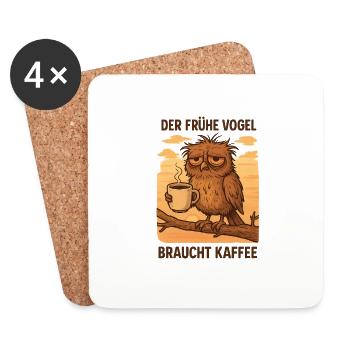 « Les lève-tôt ont besoin de café » – et vous aussi ! - Dessous de verre (lot de 4) - blanc - Devant