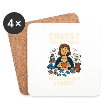 Chaos - Das ist mein Pädagogisches Konzept - Untersetzer (4er-Set) - Weiß - Vorne