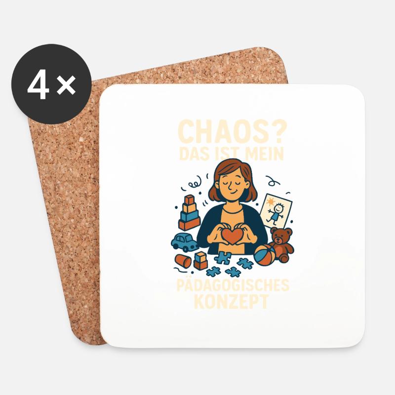 Chaos - Das ist mein Pädagogisches Konzept - Untersetzer (4er-Set) - Weiß