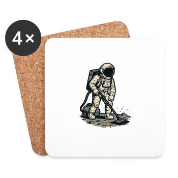 Astronaut und der Staubsauger - Untersetzer (4er-Set) - Weiß - Vorne