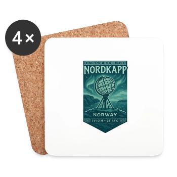 Nordkapp Norway Polarstil Weltkugel & Koordinaten - Untersetzer (4er-Set) - Weiß - Vorne