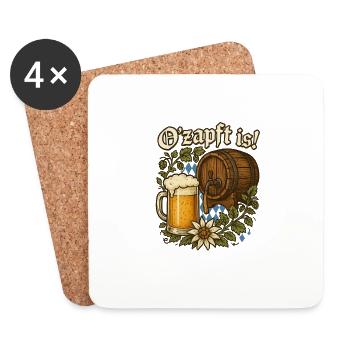 O'zapft is! - whether beer festival or parish fair it fits - Coasters (set of 4) - white - Front