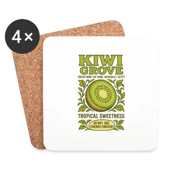 Kiwi Citrus Fruit Summer Holiday Lemonade - Coasters (set of 4) - white - Front