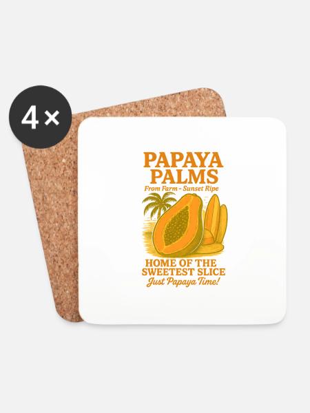 Papaya Frucht Sommer Urlaub Obst - Untersetzer (4er-Set) - Weiß