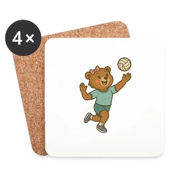 Volleyball - Bärin - Untersetzer (4er-Set) - Weiß - Vorne
