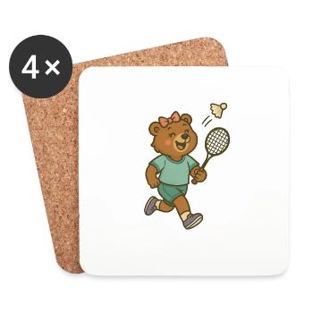 Badminton - Bear - Coasters (set of 4) - white - Front