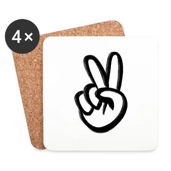 Signe de paix dessiné à la main Paix rétro - Dessous de verre (lot de 4) - blanc - Devant