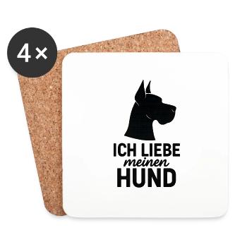 Ich liebe meinen Hund Dogge - Untersetzer (4er-Set) - Weiß - Vorne
