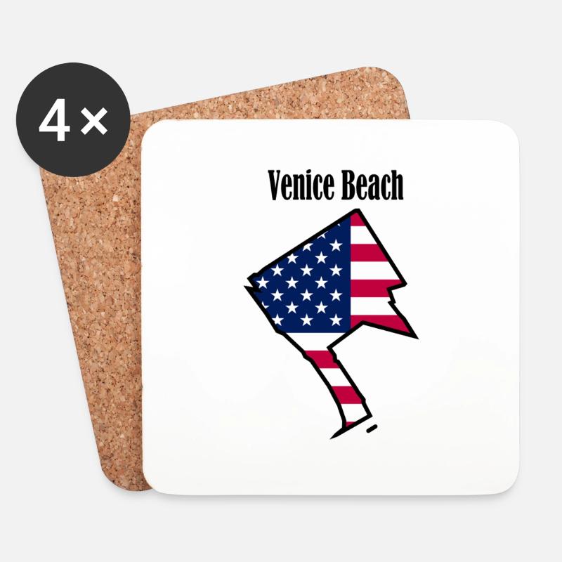 Strand von Venedig - Untersetzer (4er-Set) - Weiß