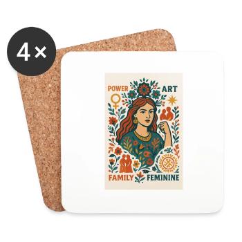 Woman is a power, power is a woman - Coasters (set of 4) - white - Front