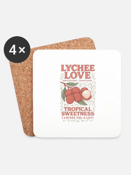 Lychee Love - Untersetzer (4er-Set) - Weiß