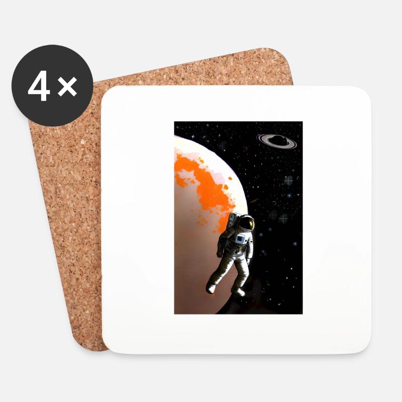 astronaut vor pklanet orange - Untersetzer (4er-Set) - Weiß