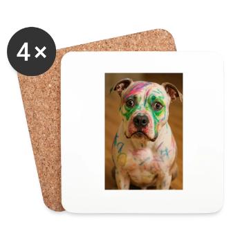 Der bemalte Hund - Untersetzer (4er-Set) - Weiß - Vorne