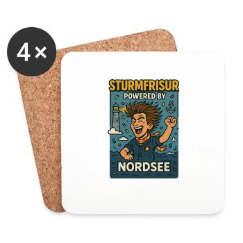 Sturmfrisur powered by Nordsee - Untersetzer (4er-Set) - Weiß - Vorne