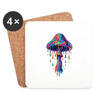 Psychedelischer Magic Mushroom – Tropfender LSD-St - Untersetzer (4er-Set) - Weiß - Vorne
