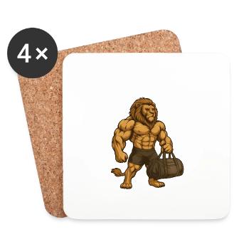 Fitness – Lion - Dessous de verre (lot de 4) - blanc - Devant