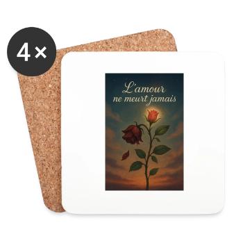 L'amour ne meurt jamais - Dessous de verre (lot de 4) - blanc - Devant