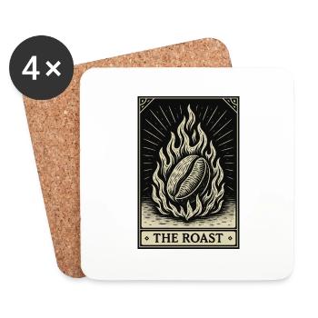 Illustration de carte de tarot torréfié de grains de café vintage - Dessous de verre (lot de 4) - blanc - Devant