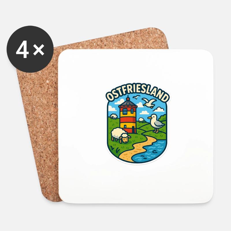 Ostfriesland - Untersetzer (4er-Set) - Weiß