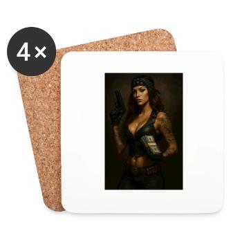 Femme de gangster - Dessous de verre (lot de 4) - blanc - Devant