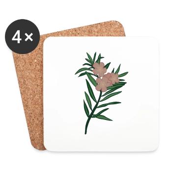 Pink Branch Oleander Flower - Coasters (set of 4) - white - Front
