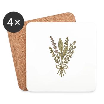 Wild Herbs Vintage Bouquet - Coasters (set of 4) - white - Front