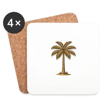 Vintage minimal palm - Coasters (set of 4) - white - Front