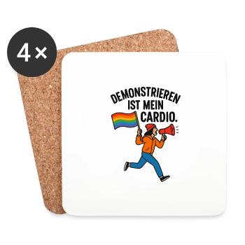 Demonstrieren ist mein Cardio. - Untersetzer (4er-Set) - Weiß - Vorne