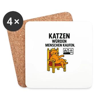 Katzen würden Menschen kaufen. - Untersetzer (4er-Set) - Weiß - Vorne