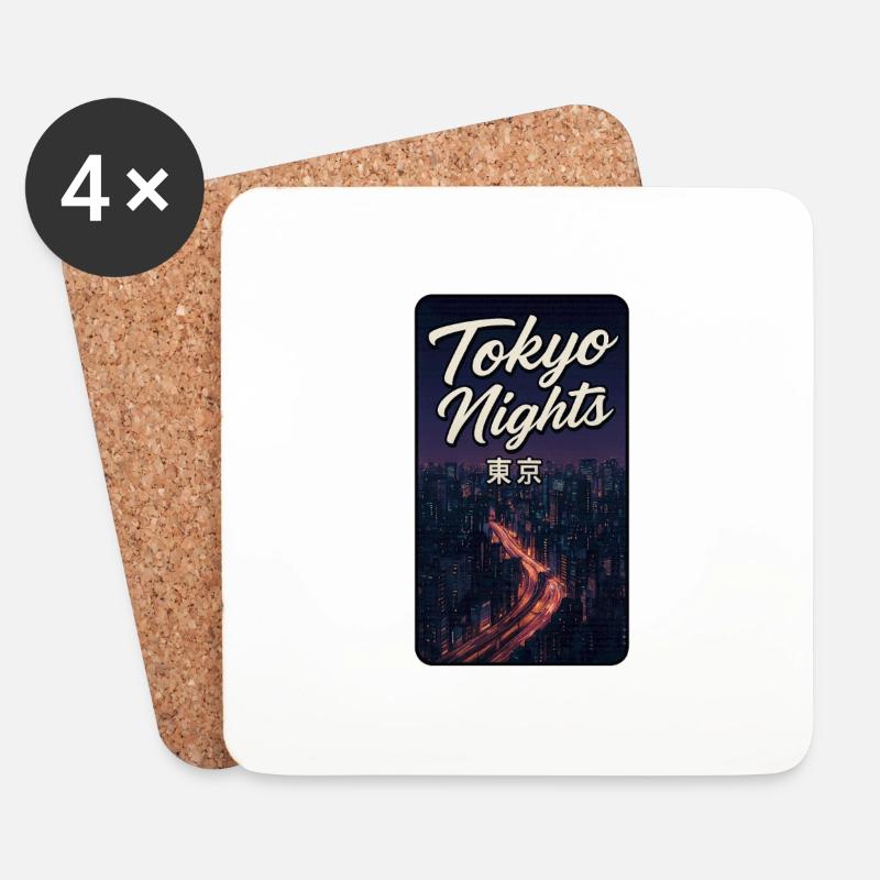 Tokyo Nights - Untersetzer (4er-Set) - Weiß