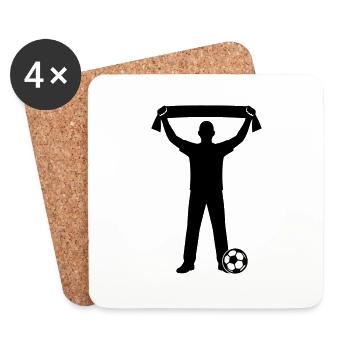 Fussball Fan Silhouette - Untersetzer (4er-Set) - Weiß - Vorne