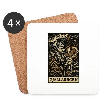 Gjallarhorn – Horn of Ragnarok Viking Tarot Art - Coasters (set of 4) - white - Front