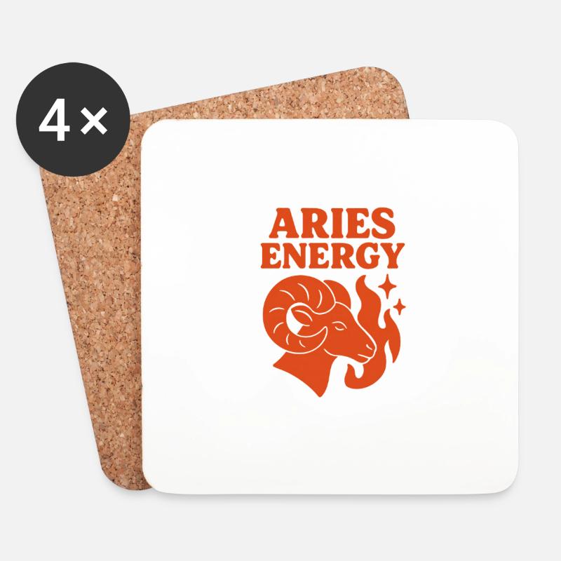 Aries Energy - Feuerzeichen Widder Design - Untersetzer (4er-Set) - Weiß