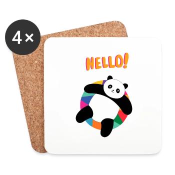 Chilliger Panda sagt Hallo - Geschenkidee - Untersetzer (4er-Set) - Weiß - Vorne