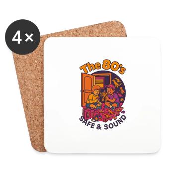 Les années 80 – Chambre d’enfant rétro Safe & Sound - Dessous de verre (lot de 4) - blanc - Devant