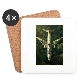 Épave d’avion abandonnée dans la jungle - Dessous de verre (lot de 4) - blanc - Devant