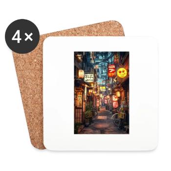 Tokyo Night Alley Glow - Coasters (set of 4) - white - Front
