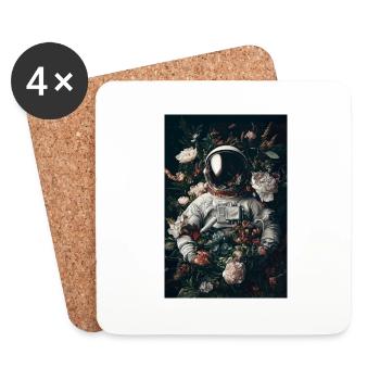 Astronaut in Bloom - Coasters (set of 4) - white - Front