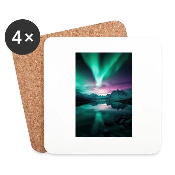 Polarlichter über arktischen Gipfeln - Untersetzer (4er-Set) - Weiß - Vorne