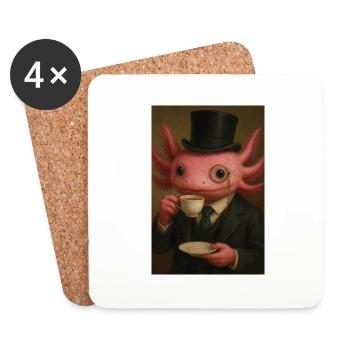 Gentleman Axolotl Tea Time - Coasters (set of 4) - white - Front